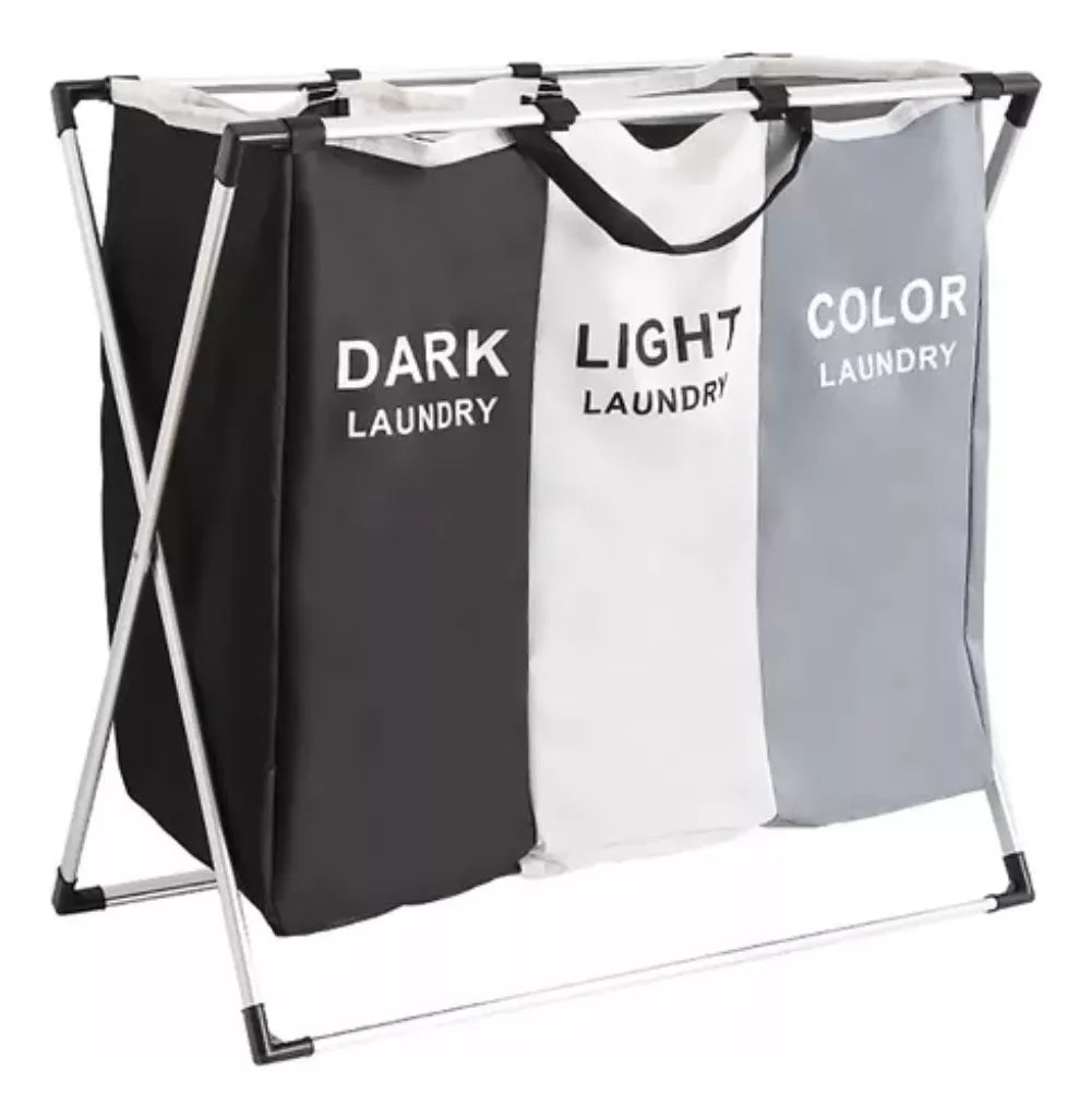 TRIPLE CANASTA PARA ROPA POR COLOR